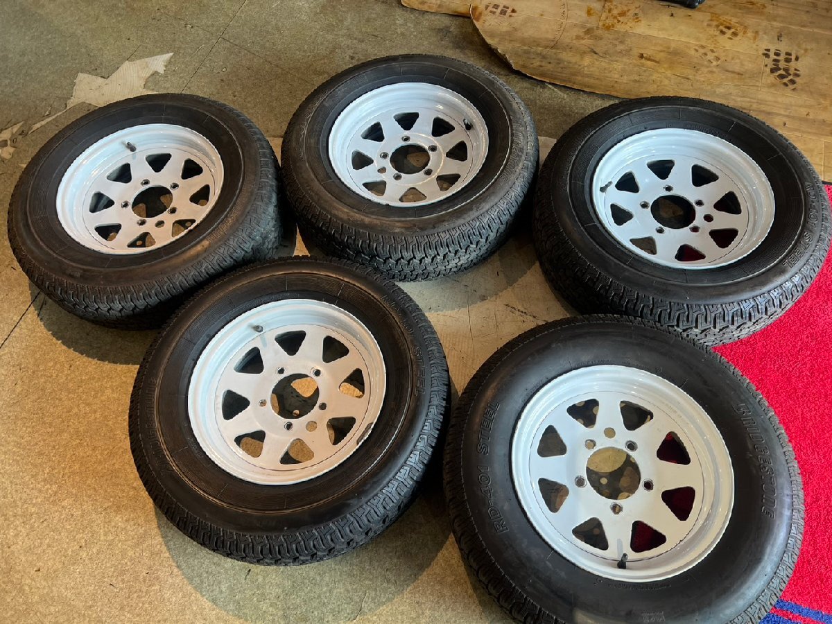 □ジムニー対応 ブリヂストン RD-401 STEEL M+S 195SR15 2002 6分山 鉄ホイール 15x5.5J 139.7x5 ET+10 5本 T-2665 札幌発拍卖