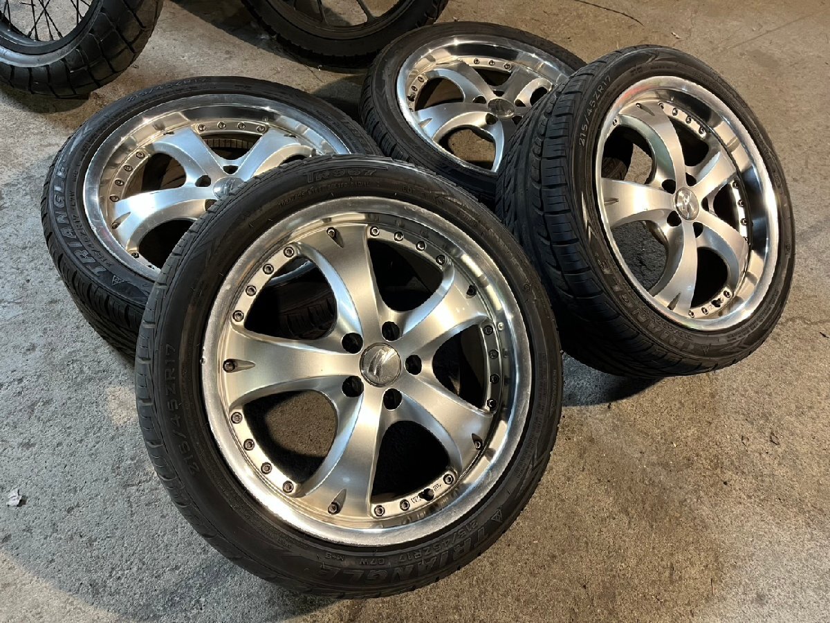 □ ブリヂストン BEO 17インチ 17×7J 5H PCD100 ET48 トライアングル TR967 215/45R17 15年製 6-7分 タイヤ 札幌 手渡し歓迎 丘 T-2688 ★拍卖