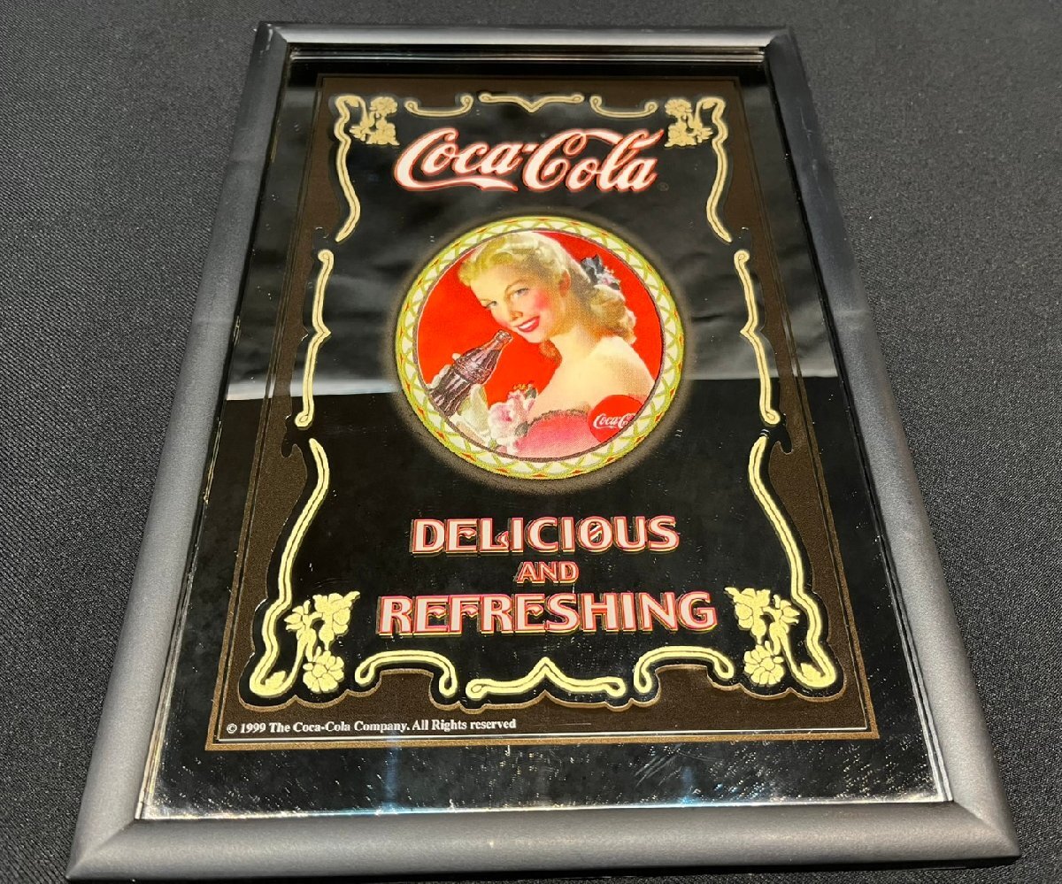 ★美品! 希少品! Coca-Cola コカ・コーラ パブミラー バーミラー 壁掛けミラー ピンナップガール サイズ(約)幅22×H32.5㎝拍卖