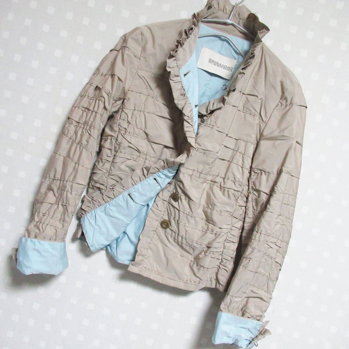 D4★高級★エルマノシェルビーノ ERMANNO SCERVINO★洗練デザイン バイカラー ジャケット42拍卖