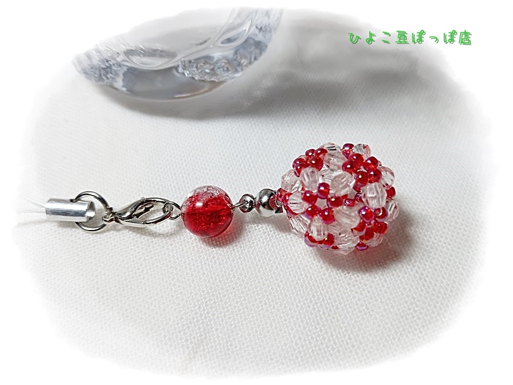 249:紅玉しずくストラップ ピアス・ストラップチャーム変更可拍卖