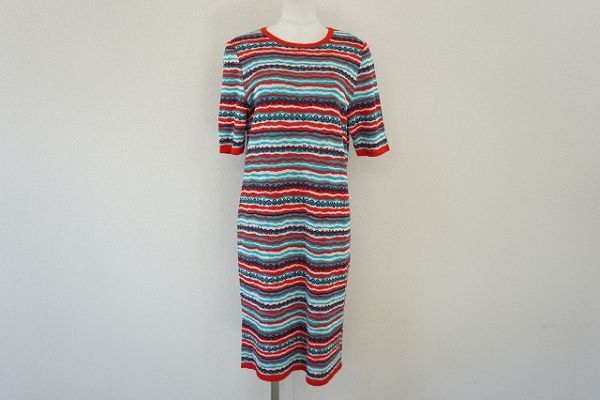 【即決】YSL Yves Saint Laurent イヴサンローラン レディース ニットワンピース トリコロールワンピース サイズ:M【919134】拍卖