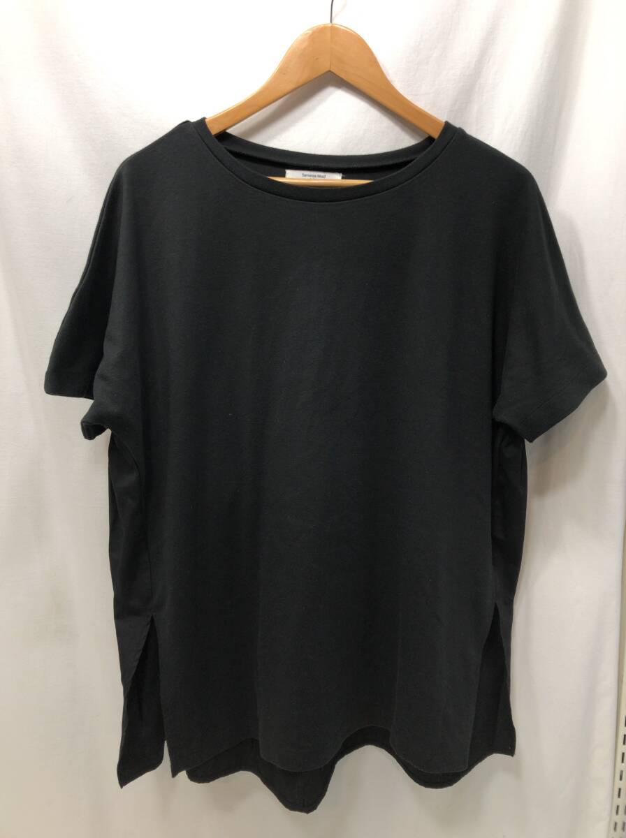 Samansa Mos2 blue 半袖 Tシャツ カットソー レディース フリーサイズ ブラック 異素材 Tシャツ生地xシャツ生地 サマンサモスモス D20拍卖