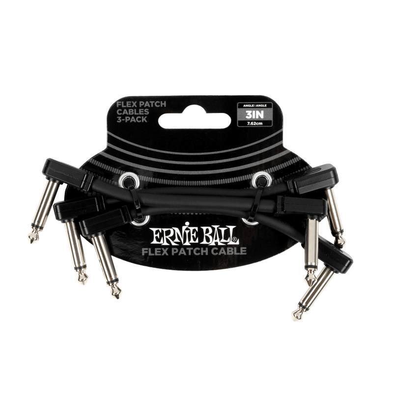 ERNIE BALL 6443 Flex Patch Cables 3 Black 7.6cm 3セットパック パッチケーブル〈アーニーボール〉拍卖