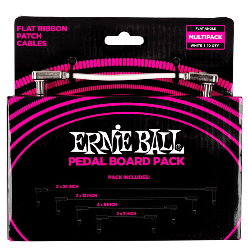 ERNIE BALL 6387 FLAT RIBBON PATCH CABLES PEDALBOARD MULTI-PACK - WHITE パッチケーブル〈アーニーボール〉拍卖