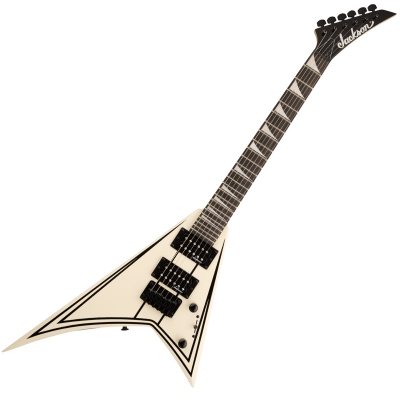 Jackson JS Series RR Minion JS1XM, Snow White with Black Pin Stripes ミニエレキギター〈ジャクソン〉拍卖