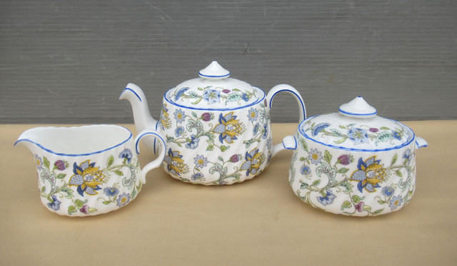 ■ミントン ハドンホール ブルー ポット シュガー クリーマー 3点■午-03拍卖