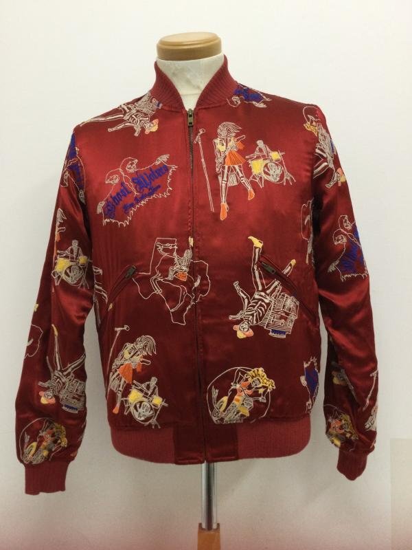 ヒステリックグラマー トリプルエックス スカジャン/THE GHOST WOLVESS/シルク/赤/総柄/06193AB01 S拍卖