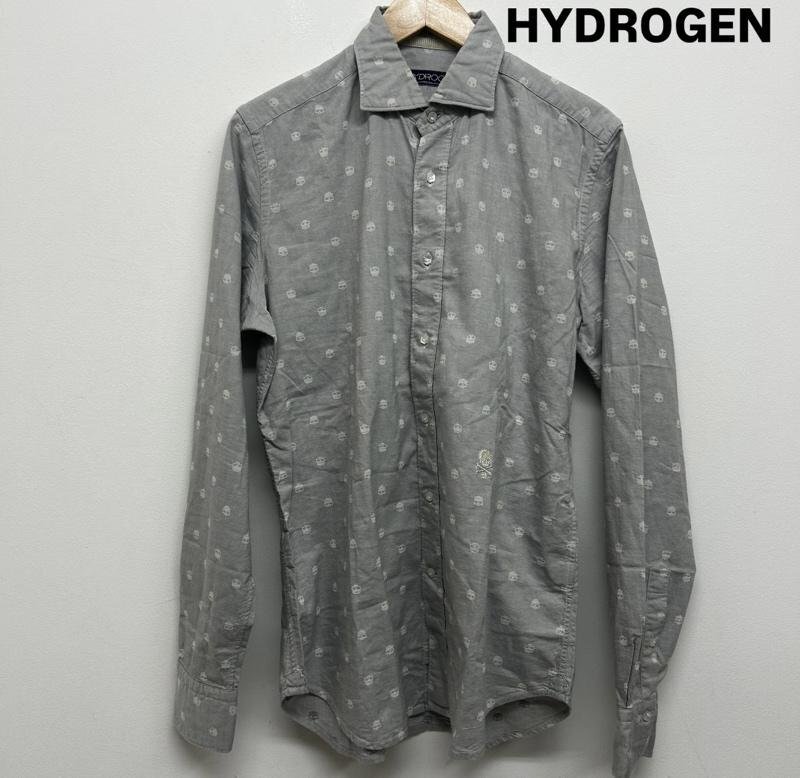 ハイドロゲン 長袖シャツ スカル ドクロ 総柄 スタンドカラーシャツ M拍卖