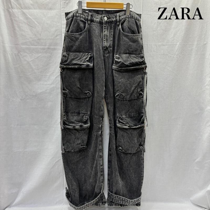 ザラ 5575/471/800 デニムカーゴポケットパンツ ユーティリティ デニムパンツ グレー EU42/JPN32 42拍卖