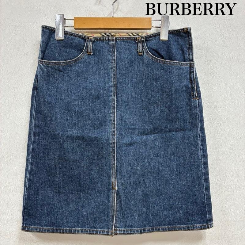 バーバリー・ブルーレーベル デニム タイト スカート ひざ丈 ノバチェック サイドジップ FL562-138 三陽商会 38拍卖