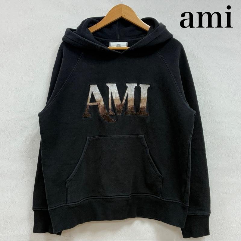 アミアレクサンドルマテュッシ プルオーバー スウェット パーカー フーディー フロント 刺繍 デカロゴ ラグランスリーブ M拍卖