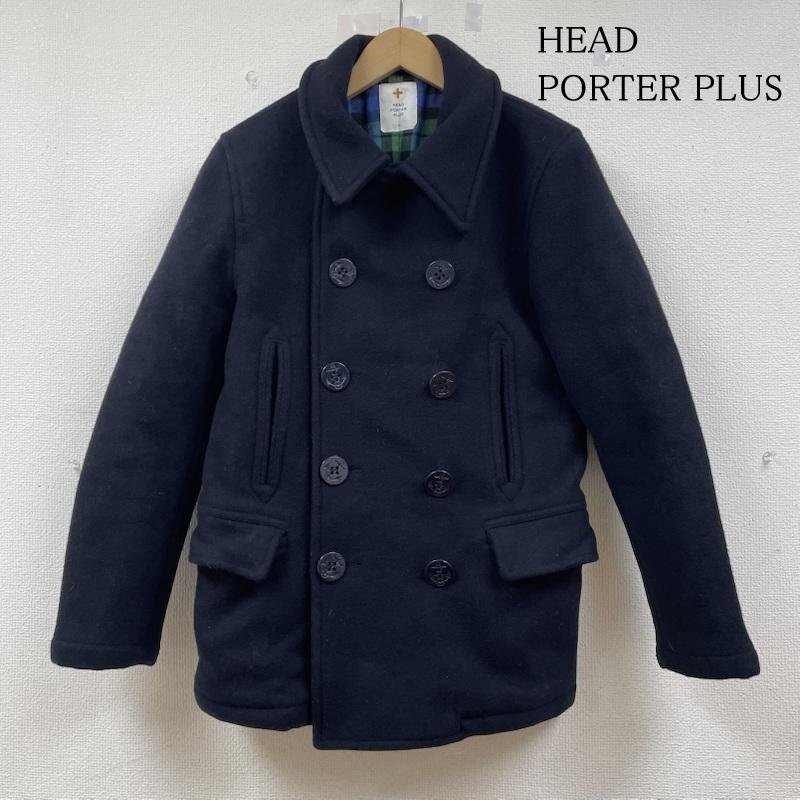 ヘッドポータープラス ピーコート Pコート ジャケット ダブル ショート丈 無地 ミディ丈 裏地チェック柄 M拍卖