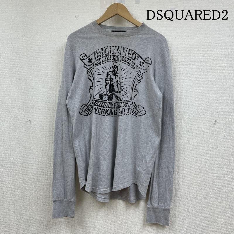 ディースクエアード2 ロンT 長袖 Tシャツ クルーネック ロゴ プリント カットソー 薄手 イタリア製 ダメージ加工 M拍卖