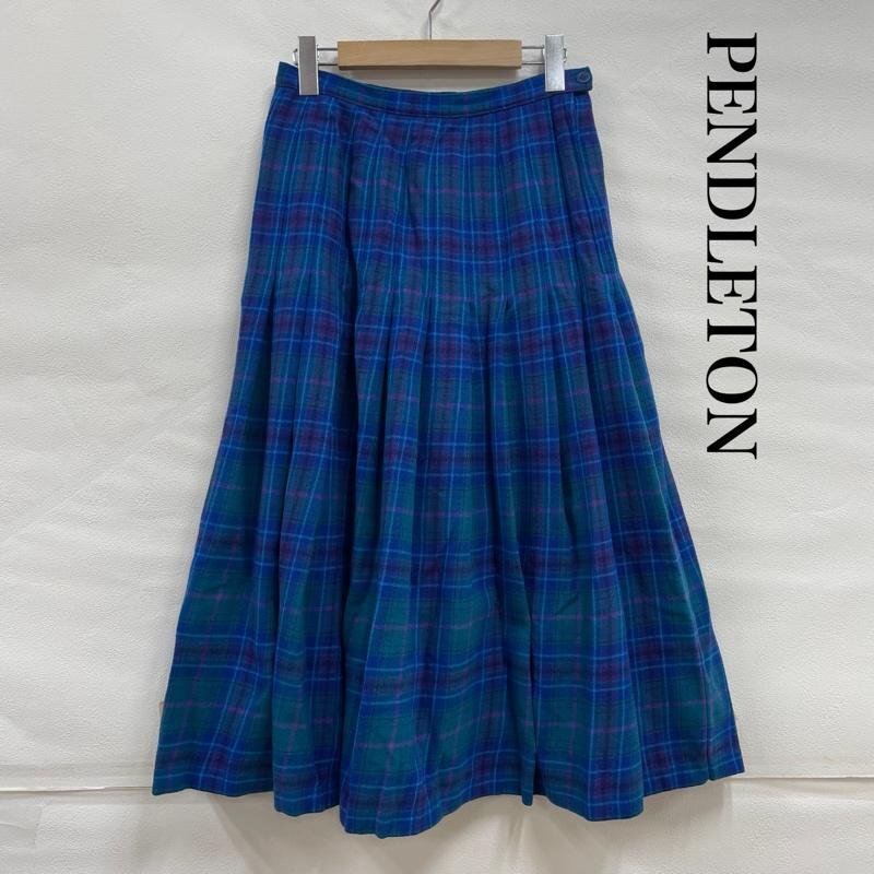 ペンドルトン 70s 80s USA製 フレア プリーツ ロング スカート チェック ウール ヴィンテージ 10 -拍卖