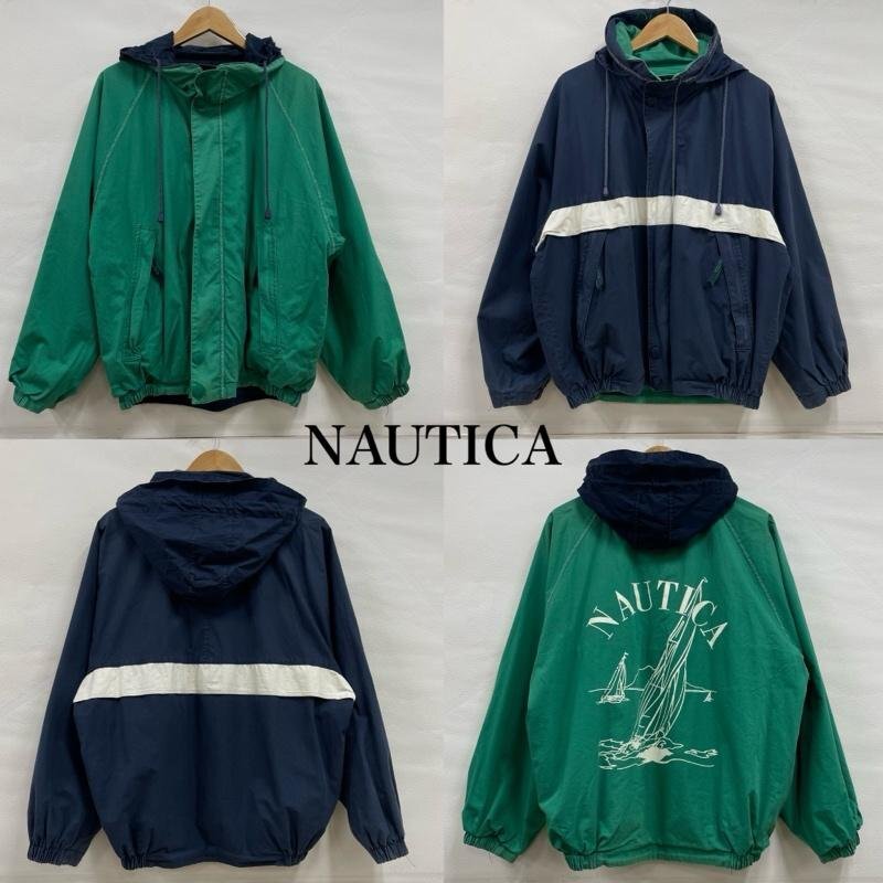 ノーティカ 80s 90s 小文字タグ リバーシブル ジップアップ コットン ジャケット パーカー バックプリント S拍卖