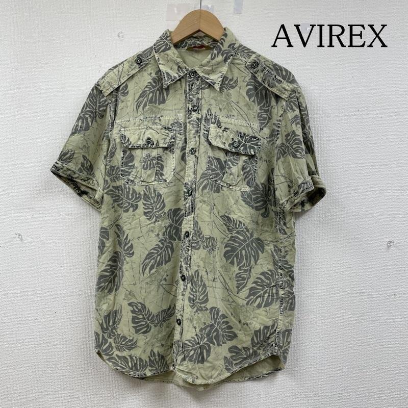 アヴィレックス カスタム アロハ ハワイアン 半袖 シャツ ボタニカル柄 総柄 リネン混 麻 M拍卖