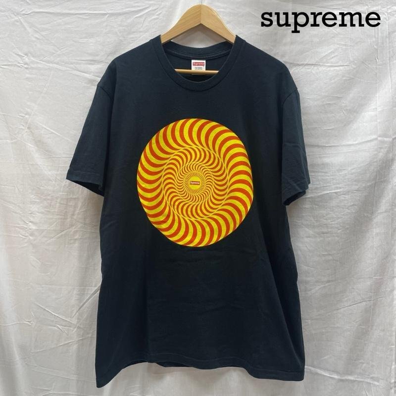 シュプリーム 18SS ×SPITFIRE Classic Swirl Tee BLK スピットファイア ブラック プリント L拍卖