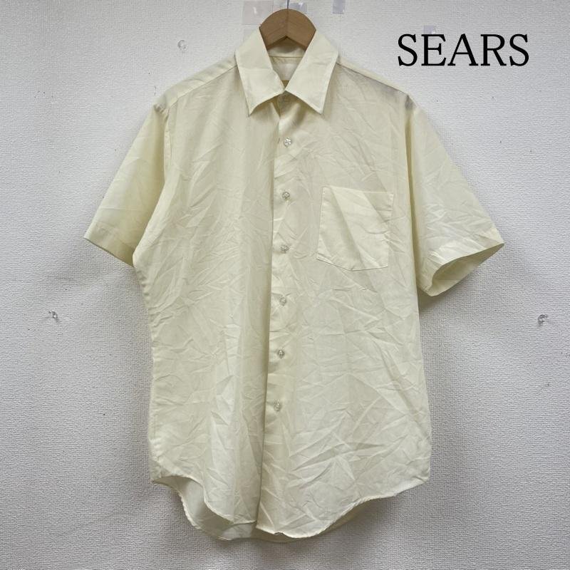 シアーズ 半袖 シャツ ブラウス Shirt デザインシャツ 胸ポケット ボタン 無地 サイズ15 1/2 -拍卖