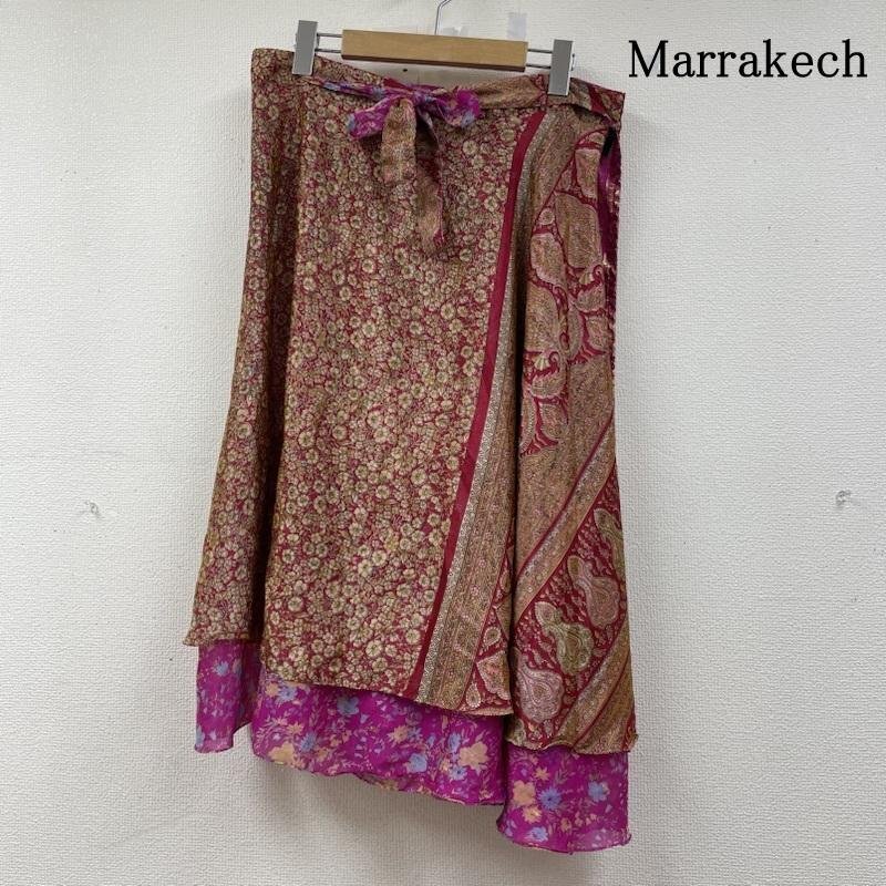 古着 Marrakech マラケシュ マルチカラー シルク オールドサリー ラップ 巻きスカート エスニック 総柄 表記無し拍卖