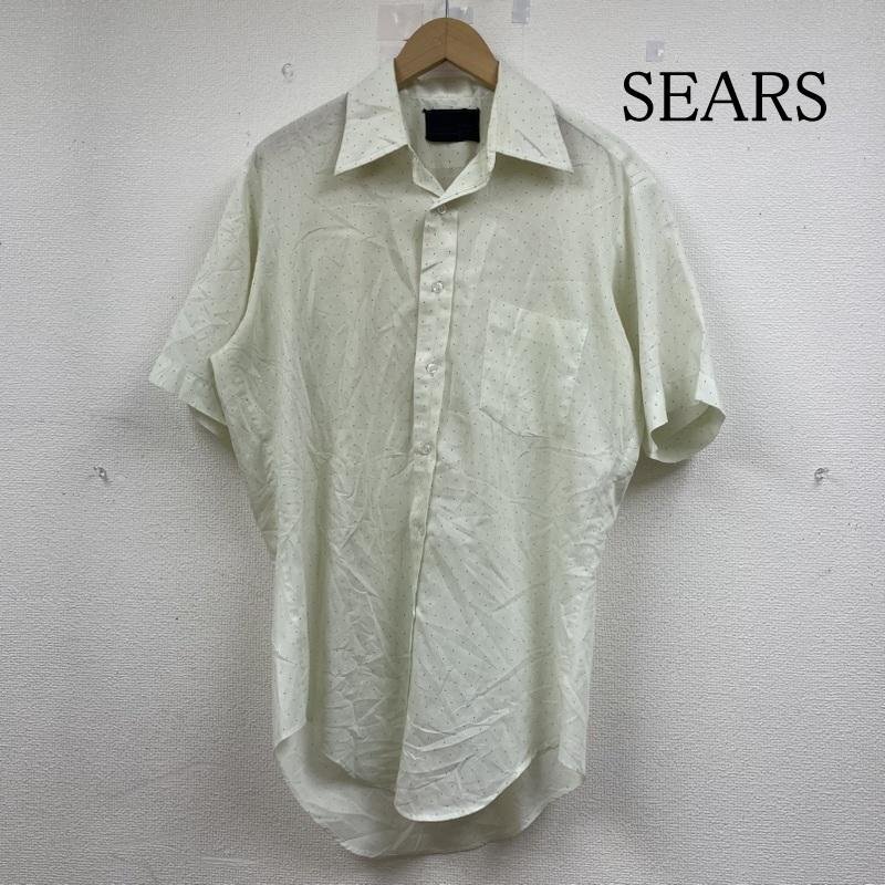 シアーズ 70s 黒タグ 半袖 シャツ ブラウス Shirt デザインシャツ 胸ポケット ボタン ドット サイズ15 1/2 -拍卖