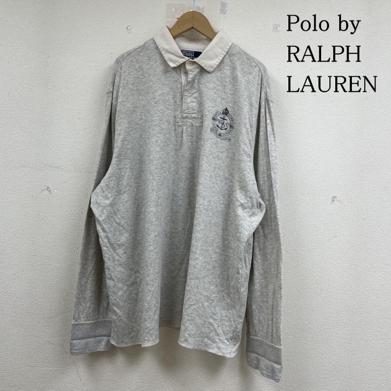 ポロバイラルフローレン 90s 長袖 ラガーシャツ カットソー ロゴ 胸元プリント ポロシャツ 大きめ ビッグシルエット XXL拍卖