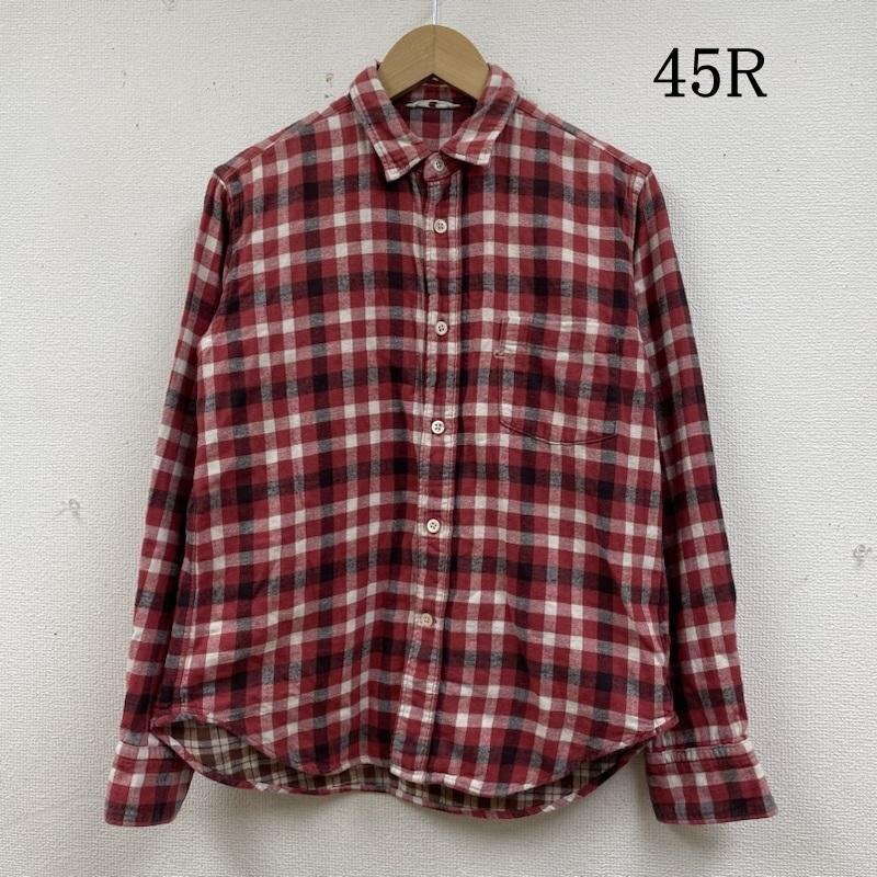 フォーティファイブ・アール 長袖 シャツ ブラウス ダブルガーゼ ロングスリーブ 胸ポケット ボタン チェック柄 ロゴ 刺繍 3拍卖