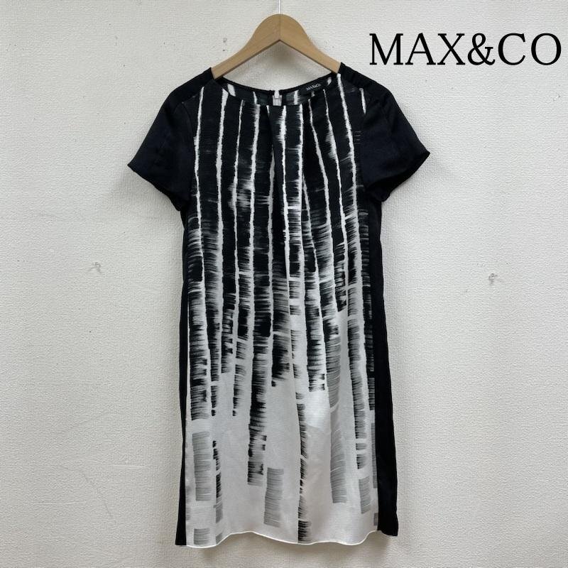 マックスアンドコー 半袖 ワンピース タイト バイカラー ペイント とろみ ワンピース モノトーン ひざ丈 ミニワンピ 40拍卖