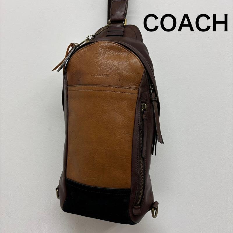 コーチ コーチ ボディバッグ 70796 ブラウン レザー スウェード 革 メンズ 男性 カジュアル 普段使い coach body bag brown leather -拍卖