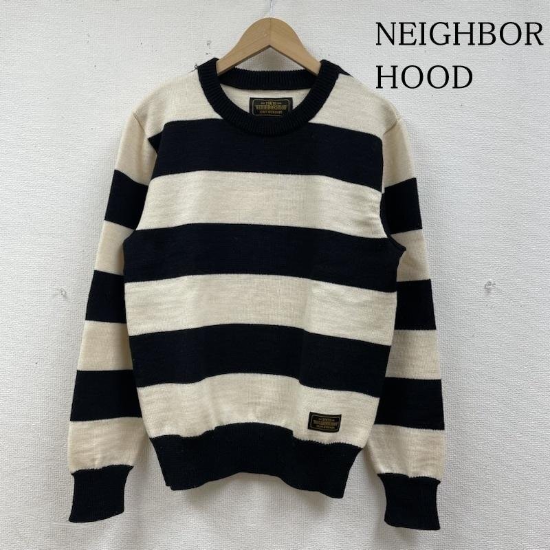 ネイバーフッド 16AW 長袖 ニット ボーダー クルーネック ウール セーター 162FUNH-KNM01 ロゴ 刺繍 M拍卖
