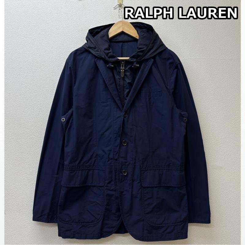 ポロバイラルフローレン フード取り外し可 コットン ナイロン テーラード ジャケット 紺 ネイビー 38拍卖