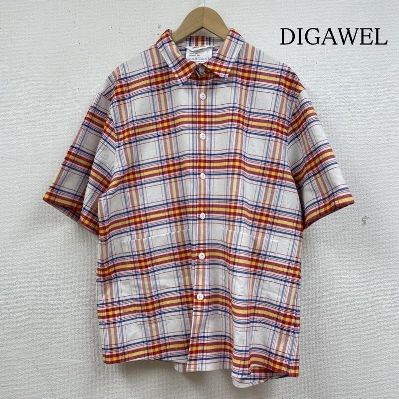 ディガウェル 23SS チェック 半袖 シャツ DWWA060 ボタン 大きめ ショートスリーブ マルチカラー タグ付き 3拍卖