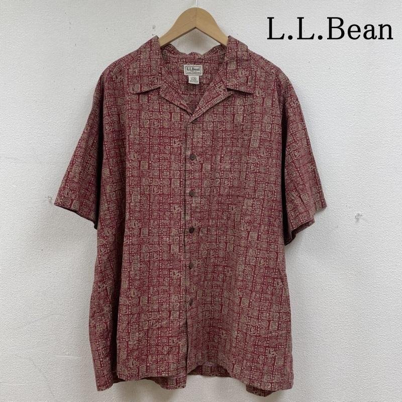 エルエルビーン 00s 半袖 シャツ ブラウス ネイティブ柄 総柄 オープンカラー 開襟 大きめ オーバーサイズ XL拍卖