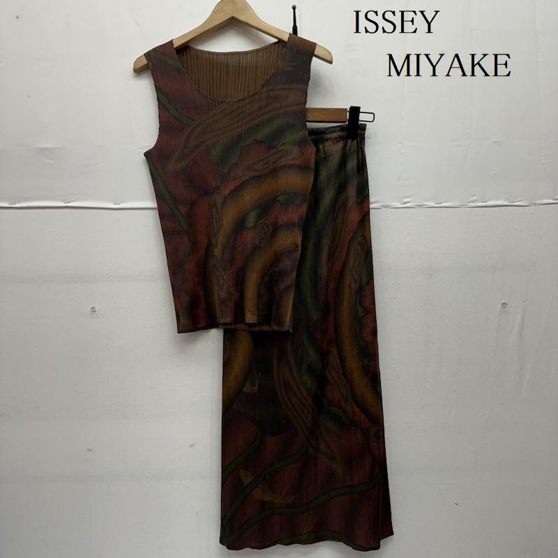 イッセイミヤケ PLEATS PLEASE プリーツ マーブル プリント ノースリーブ カットソー スカート セットアップ PP54-JK200 横尾忠則 FREE拍卖
