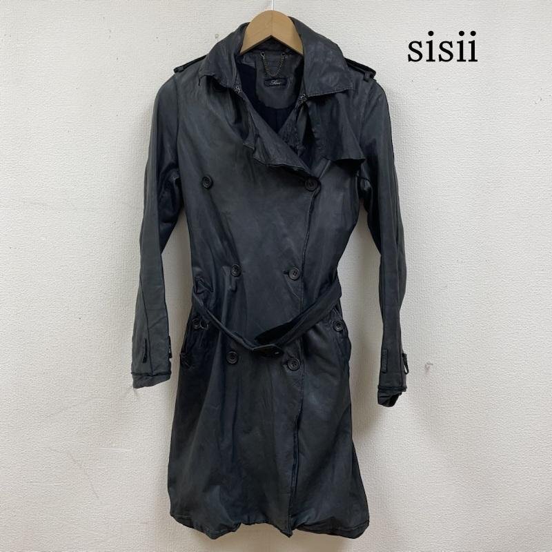 シシ トレンチ ロングコート ボタン ジャケット リルレザー 本革 牛革 カウレザー ベルト付き 無地 表記無し拍卖