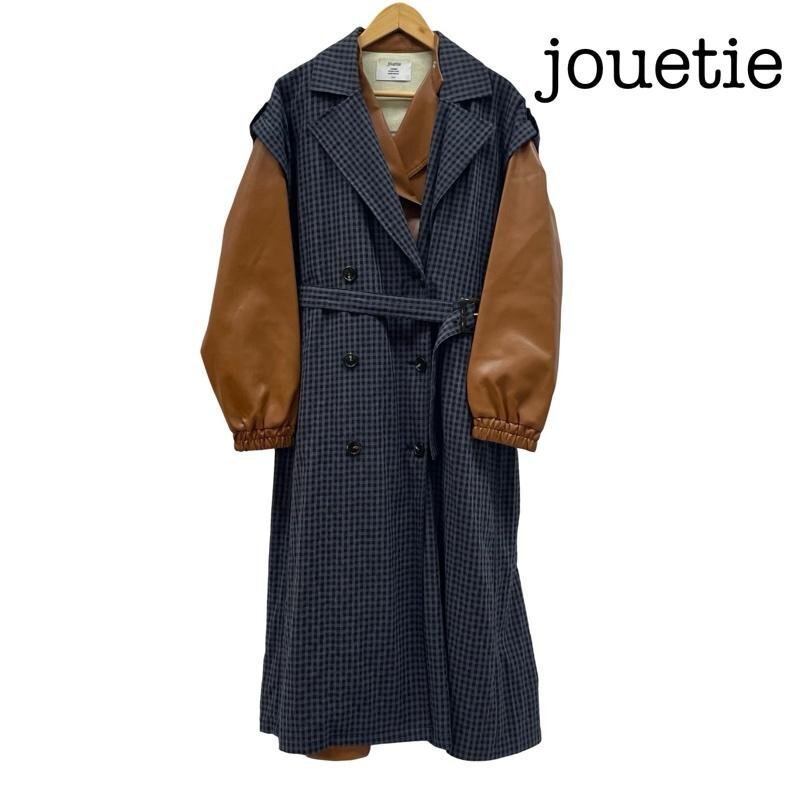ジュエティ 082050000501-02 トレンチ レイヤードライダース ショップ コート フェイクレザー BRW BLU ブラウン ブルー M拍卖