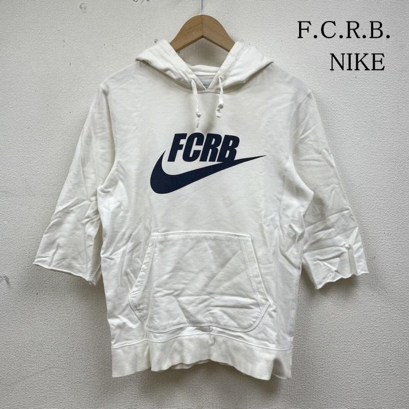 エフシーアールビー NIKE コラボ 5分 7分丈 パーカー フーディー ロゴ ビッグプリント 袖カットオフ 396346-100 S拍卖