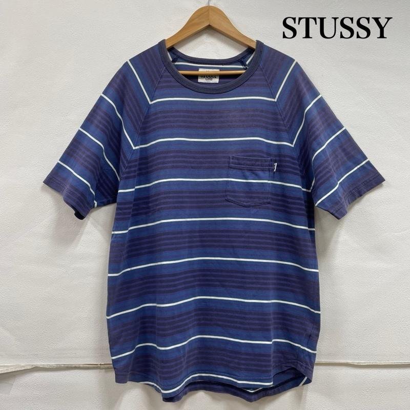 ステューシー オールド 00's マルチボーダー ポケット Tシャツ ラグラン ラウンドカット XL拍卖