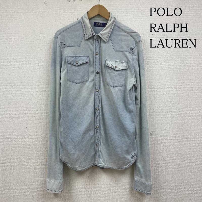 ポロラルフローレン インディゴダイド ウエスタン ワークシャツ 長袖 シャツ Shirt ロングスリーブ 胸ポケット ボタン S拍卖