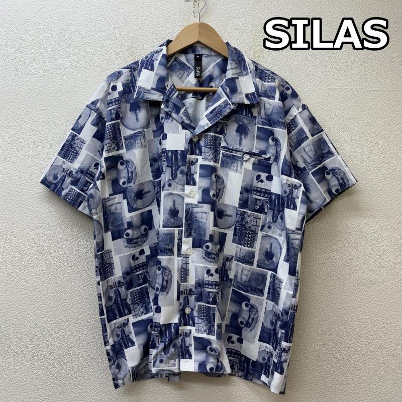 サイラス 110232014006 バーガー スカル フォトプリント 総柄 オープンカラー ボックス ナイロン 半袖 シャツ M拍卖