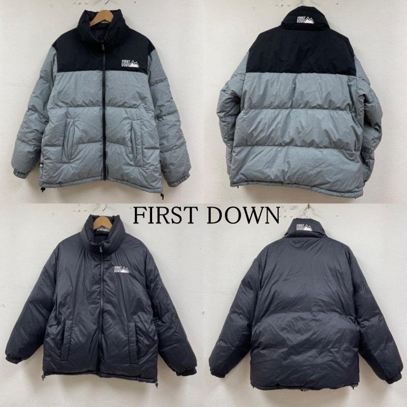 ファーストダウン バブル ダウン ジャケット マイクロフト ジップアップ ロゴ 刺繍 2WAYリバーシブル キルト F742001 L拍卖