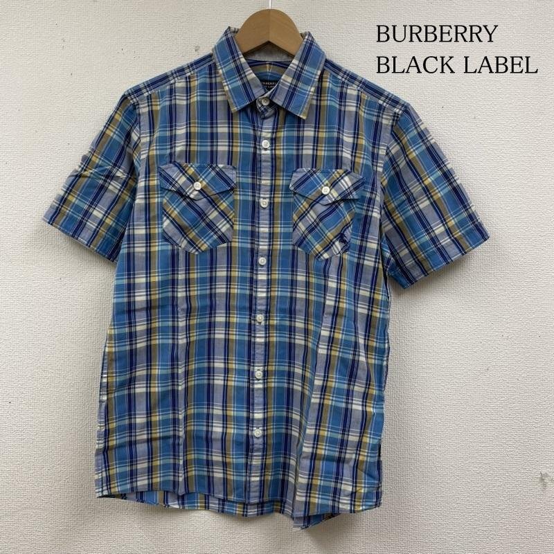 バーバリーブラックレーベル 半袖 シャツ ブラウス Shirt デザインシャツ ホースロゴ 刺繍 胸ポケット ボタン チェック d1m17-316-24 2拍卖