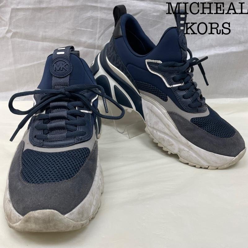 マイケルコース AN23F ローカット メッシュ レザー スウェード ネイビー NVY ポリエステル -拍卖