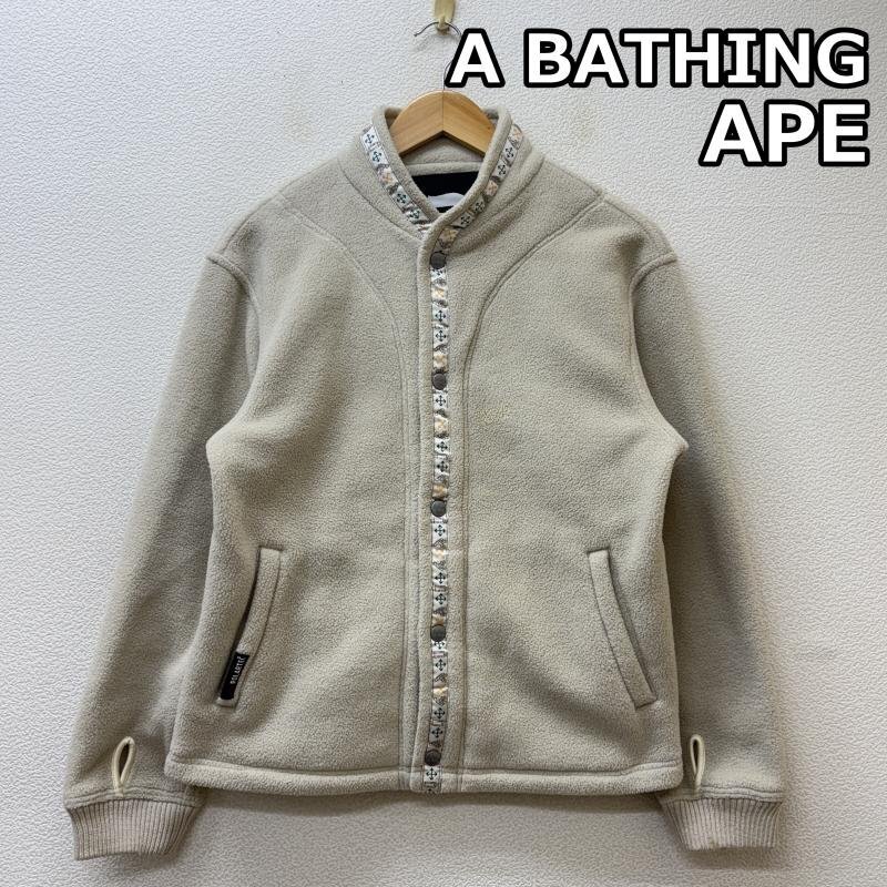 アベイシングエイプ 90年代 ビンテージ オールド 旧タグ 日本製 チロリアンテープ ポーラテック フリース ジャケット アイボリー S拍卖