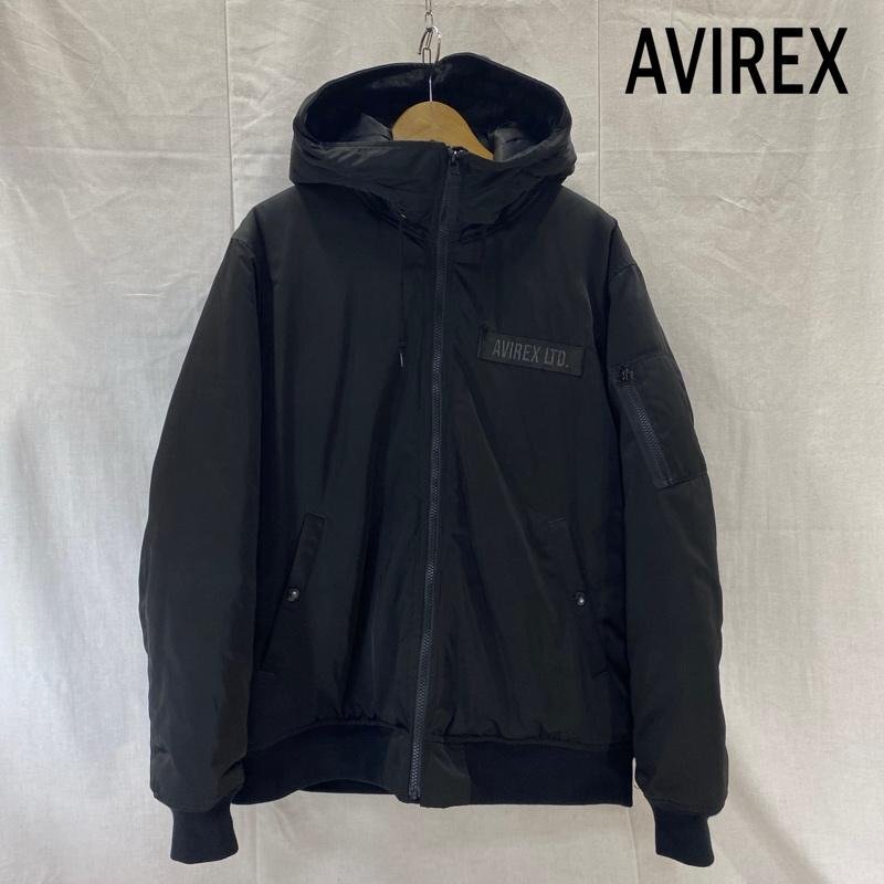 アヴィレックス 783-4252050 フード付き中綿ジャンバー フロントロゴ black XL XL拍卖