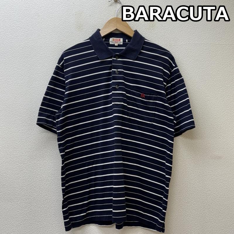 バラクータ ZBC502-22 日本製 ワンポイント ロゴ 刺繍 ボーダー柄 半袖 ポロシャツ 紺 白 ネイビー ホワイト M拍卖