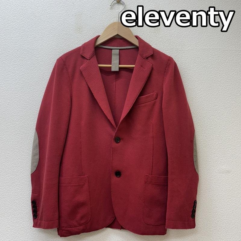 イレブンティ 979JA0020 イタリア製 鹿の子 2B 切りっぱなし エルボーパッチ テーラード ジャケット 赤 レッド 44拍卖