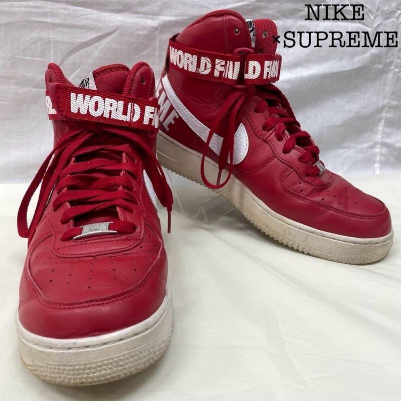 ナイキ 698696-610 ×Supreme Nike Air Force 1 High World Famous Red シュプリーム エアフォース1 ハイ ワールド フェイマス 27.0cm拍卖