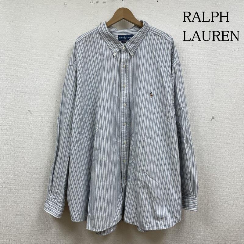 ラルフローレン 90s CLASSIC FIT 長袖 ボタンダウン ストライプ シャツ 刺繍 ロゴ サイズ 5XB BIG 大きめ ビッグシルエット -拍卖