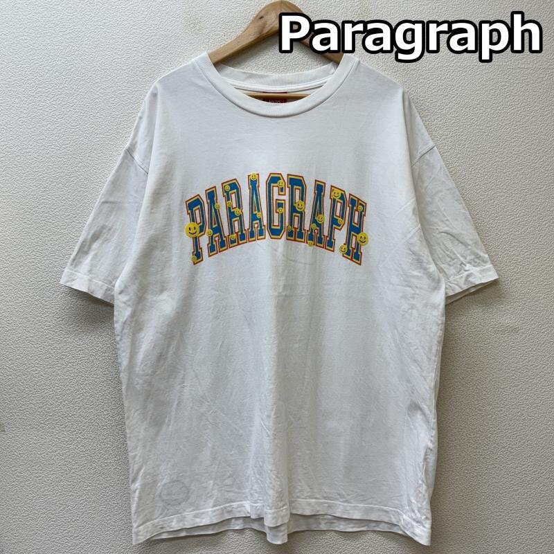 パラグラフ SMILE LOGO スマイル アーチ ロゴ オーバーサイズ クルーネック 半袖 Tシャツ 白 ホワイト -拍卖
